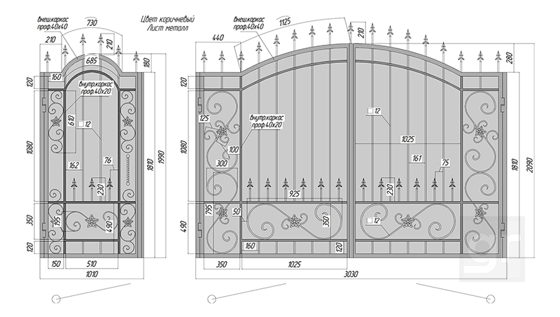 чертеж схема кованых ворот 2